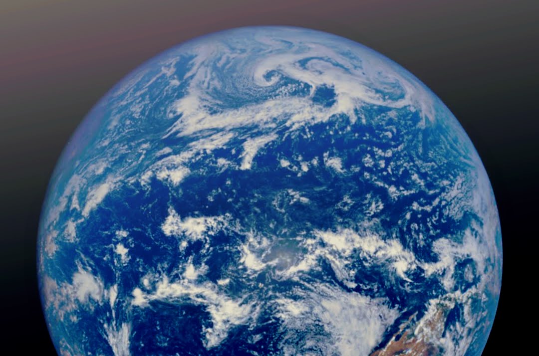 Satellite image of Earth from above the Pacific Ocean